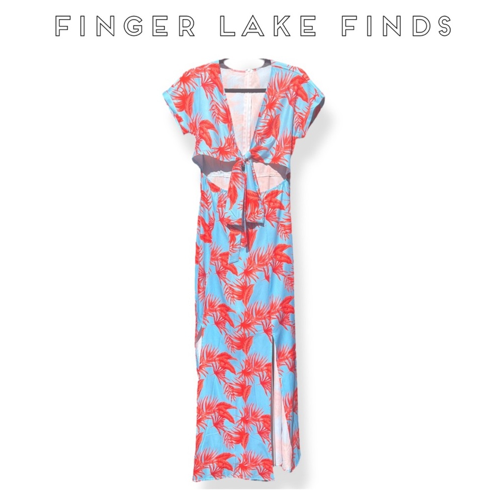 Vibrant Tropical Maxi Dress, L